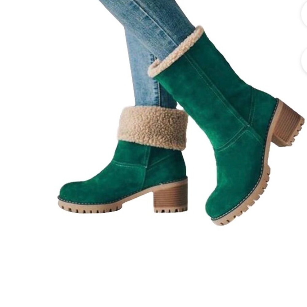 Women /Winter Warm Snow Boots/Ankle Boot Casual/Mid Calf Boots /Color Green /40 - Picture 7 of 15